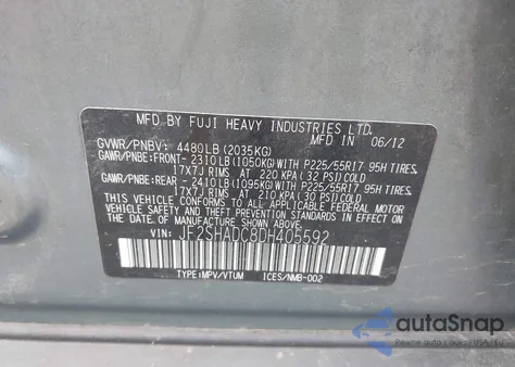 2013 Subaru Forester 2.5X Premium z USA, uszkodzony, nr VIN JF2SHADC8DH405592